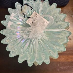 Elegant Glass Art Piece in Light Blue by